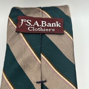 Jos. A. Bank Green and Tan Striped Tie